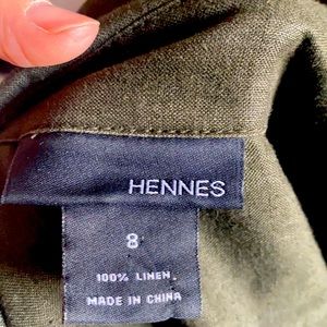 Linen military green dress